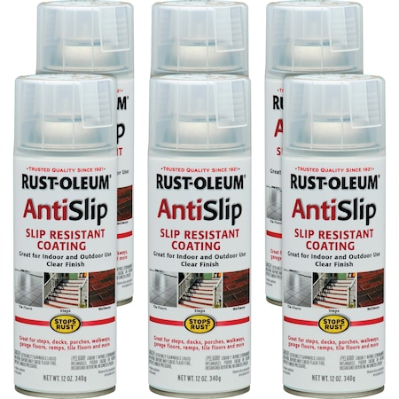 Rust-Oleum Anti Slip Spray, Slip Resistant Coating, 12 oz Clear, PK 6 RST271455CT